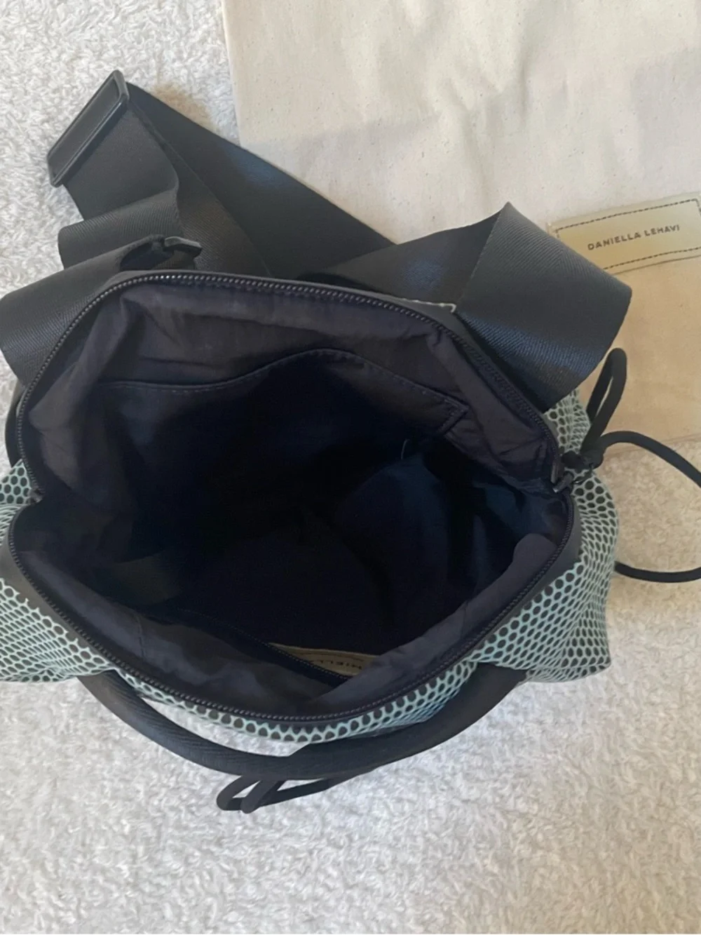 The Daniella Lehavi Bonnie Crossbody bag mint green & black w/dust bag - Picture 7 of 12